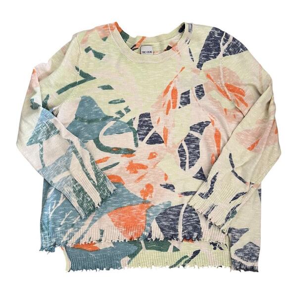Nic + Zoé Woman’s Artsy Soft Meadow Sweater Green Multi Size Large - Picture 2 of 10